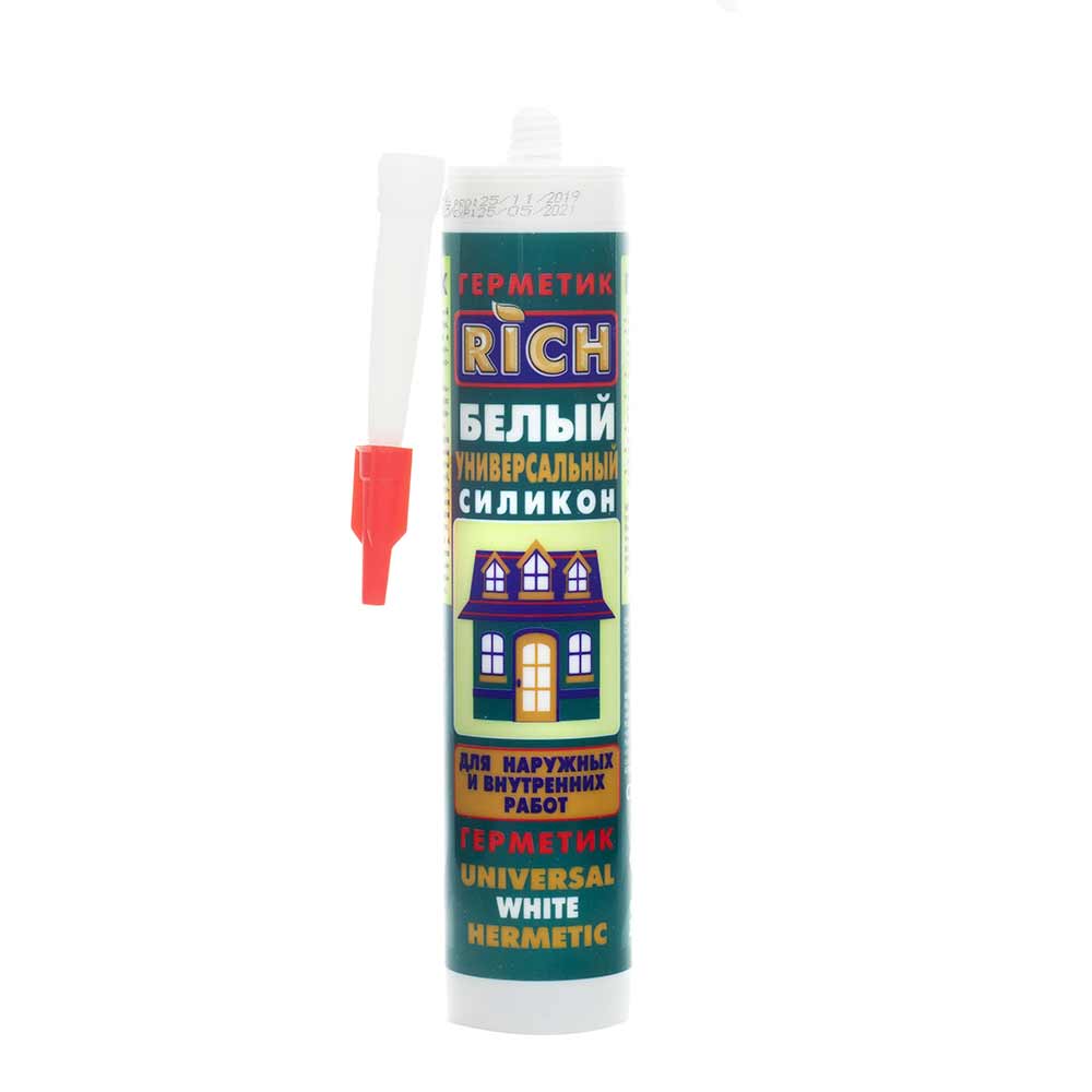Универсальный силикон для окон и дверей RICH белый 280 мл