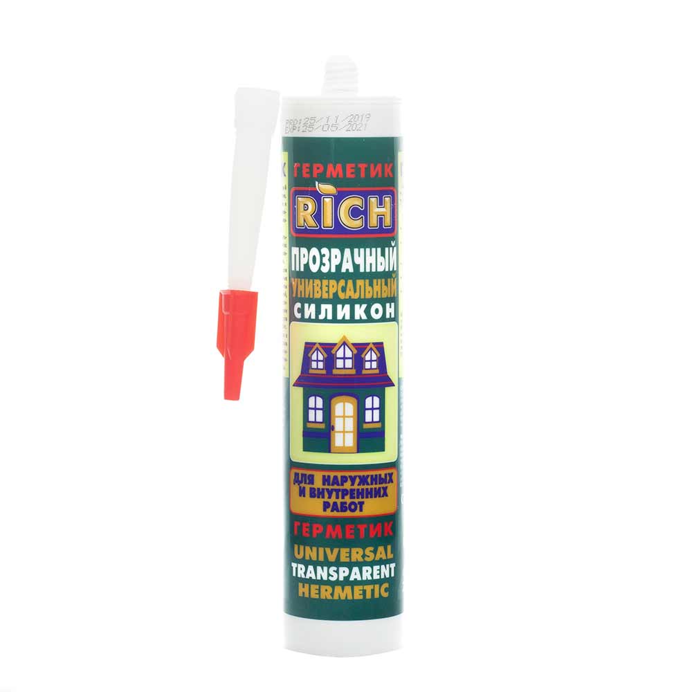 Универсальный силикон для окон и дверей RICH прозрачный 280 мл