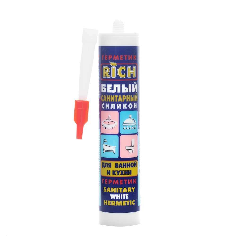Санитарный силикон для ванной и кухни RICH белый 280 мл