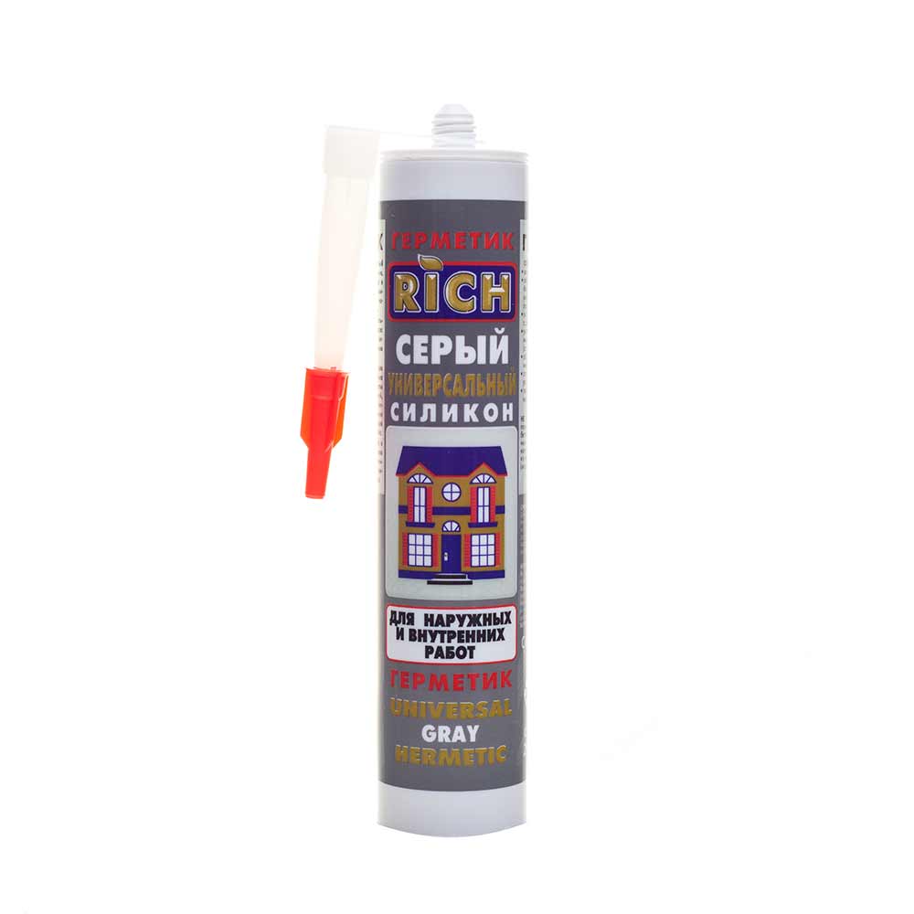 Универсальный цветной силикон RICH для широкого применения серый 280 мл