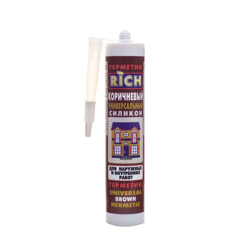 Универсальный цветной силикон RICH для широкого применения коричневый 280 мл