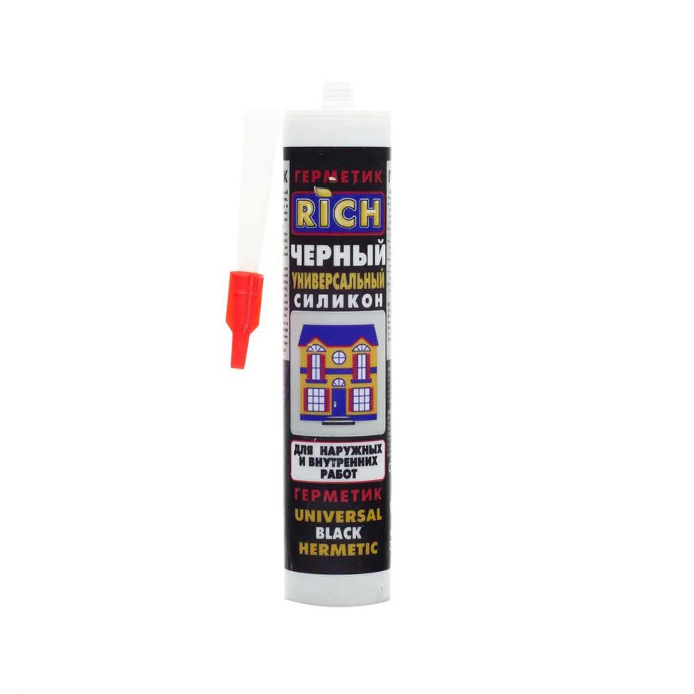 Универсальный цветной силикон RICH для широкого применения черный 280 мл