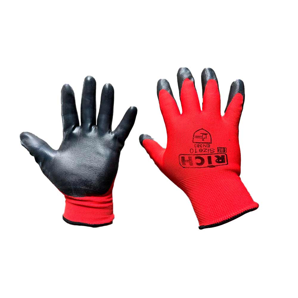 Перчатки защитные нейлоновые полиэфирные с латексом 35 гр красно-черные