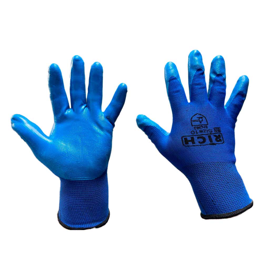 Перчатки защитные нейлоновые полиэфирные с латексом 35 гр синие-синие