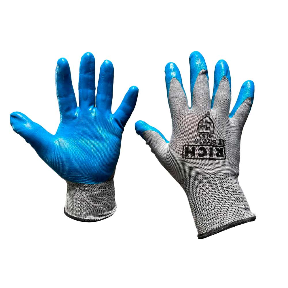 Перчатки защитные нейлоновые полиэфирные с латексом 35 гр серый-синий