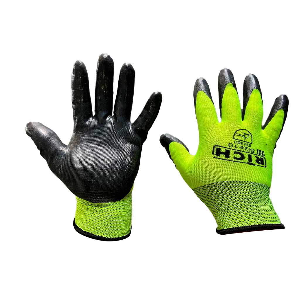 Перчатки защитные нейлоновые полиэфирные с латексом 42 гр зелено-черный