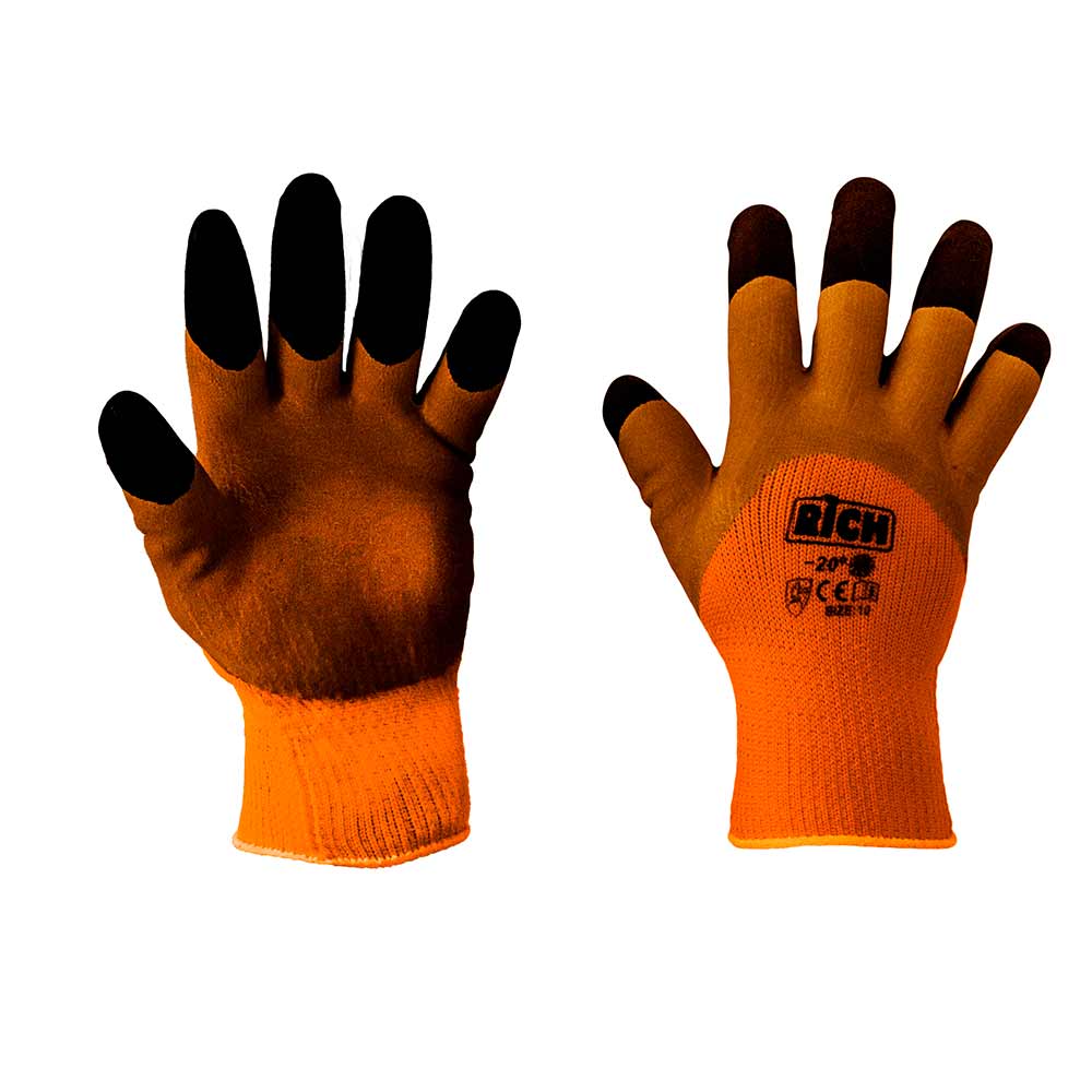 Перчатки утепленные акриловые 80 гр оранжево-коричнево-черные