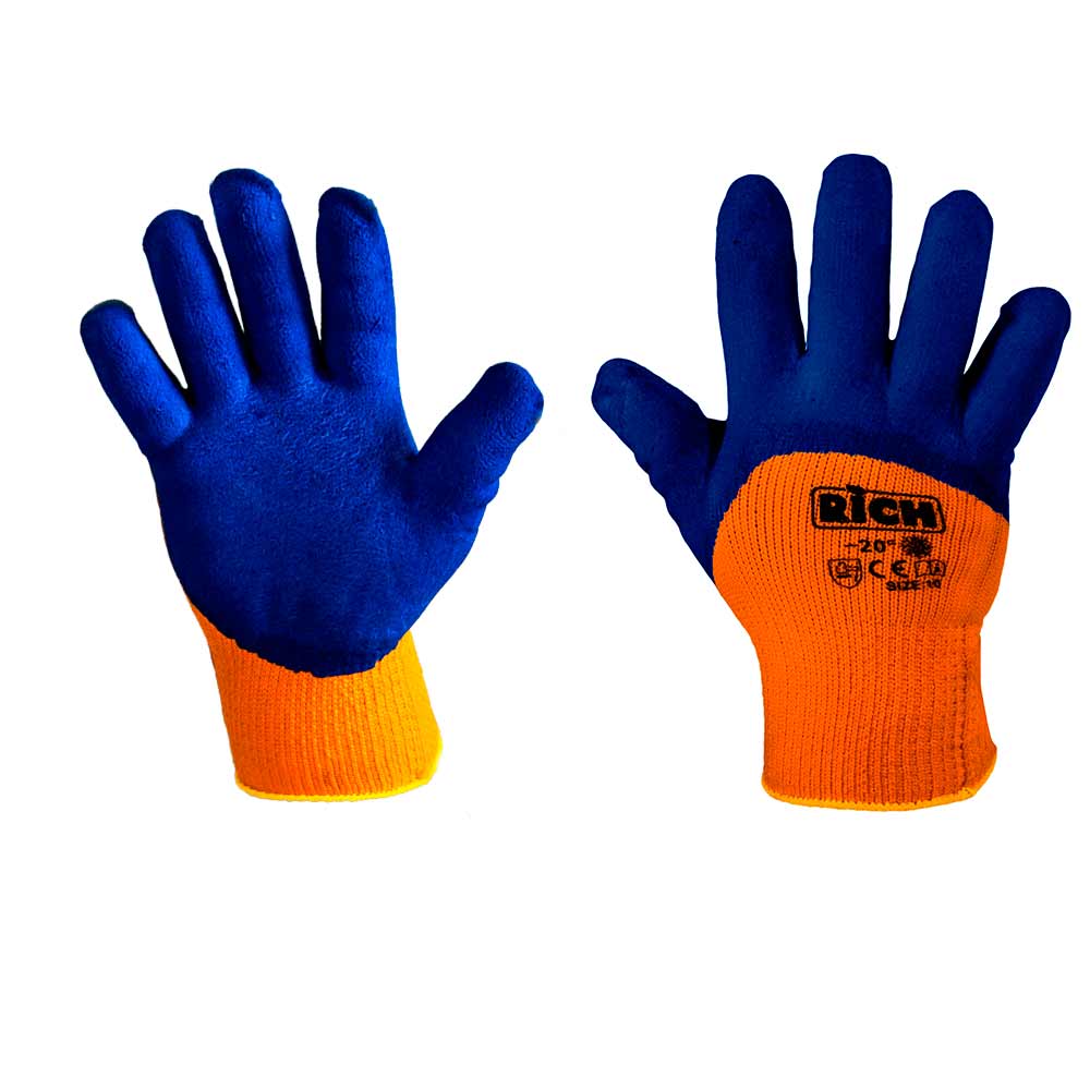 Перчатки утепленные акриловые 70 гр оранжево-синие