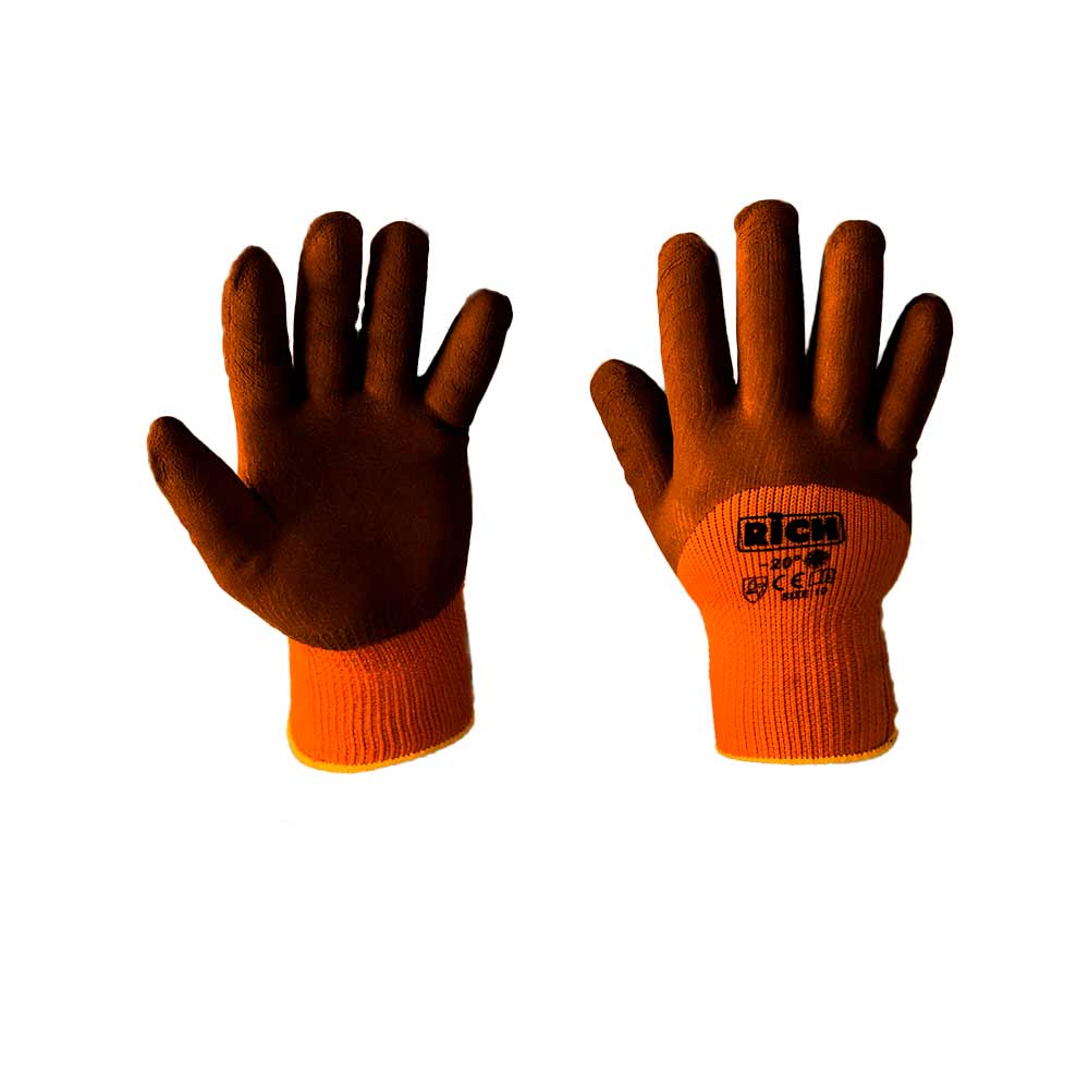 Перчатки утепленные акриловые 75 гр оранжево-коричневые
